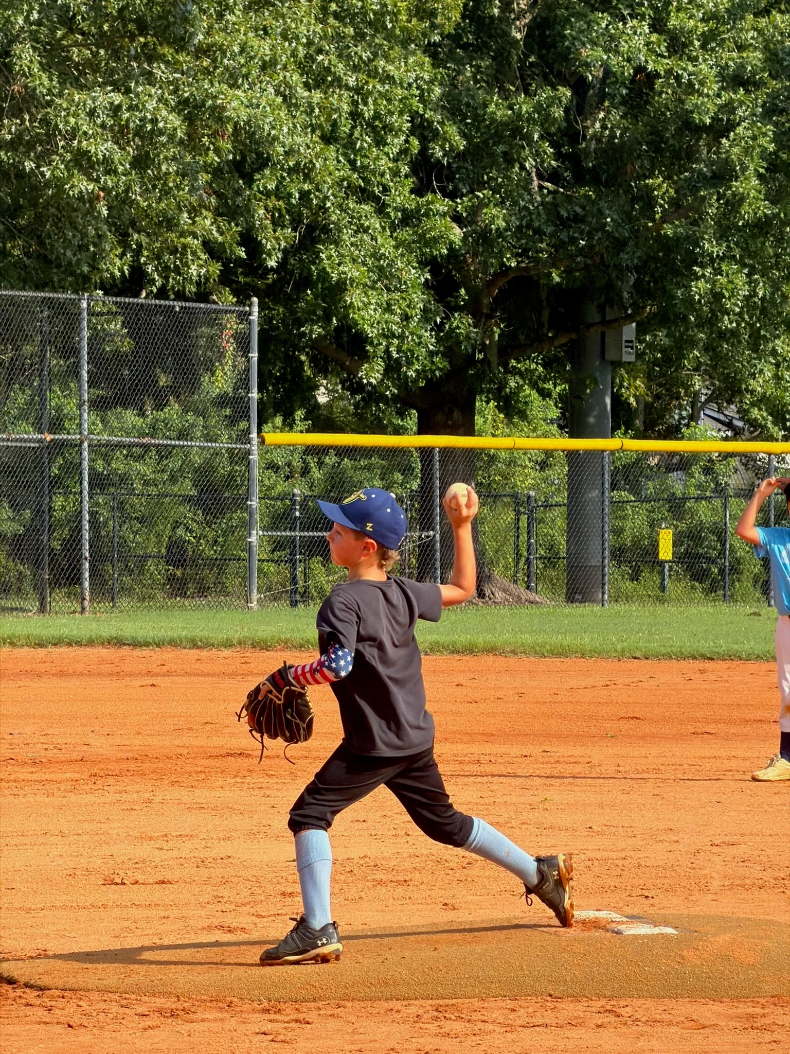 delivering a pitch from the mound