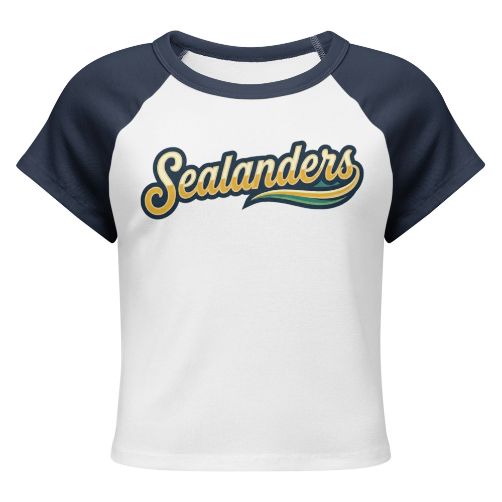 Women’s Micro Raglan Tee — White/Navy