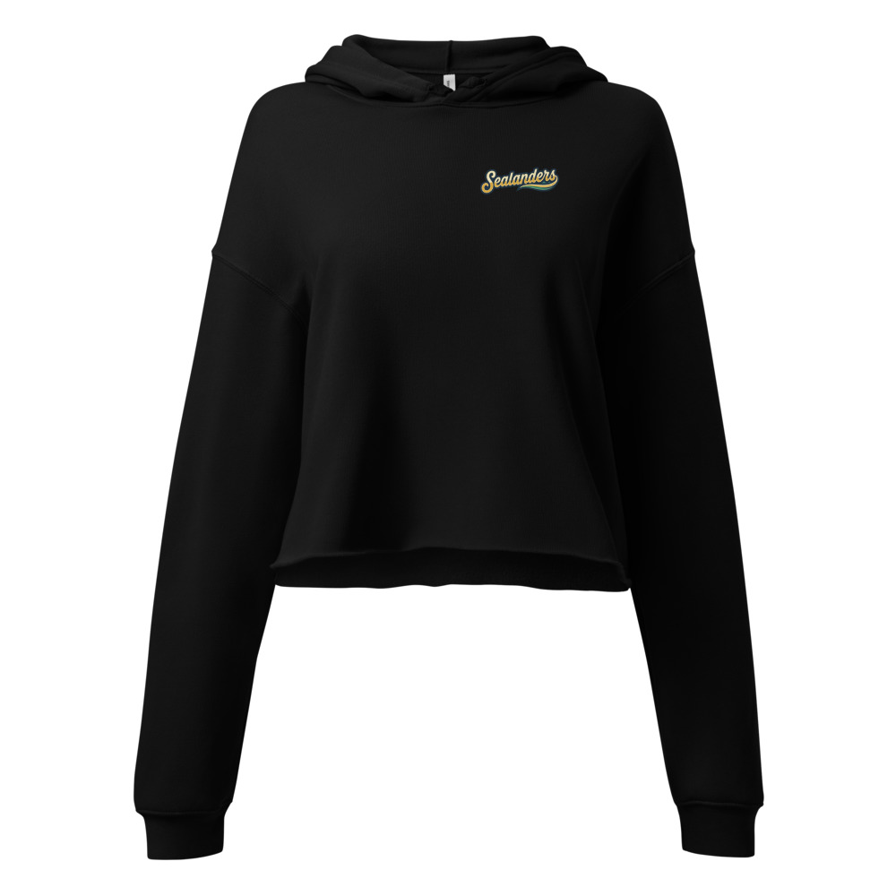 Women's Small Script Crop Hoodie — Black