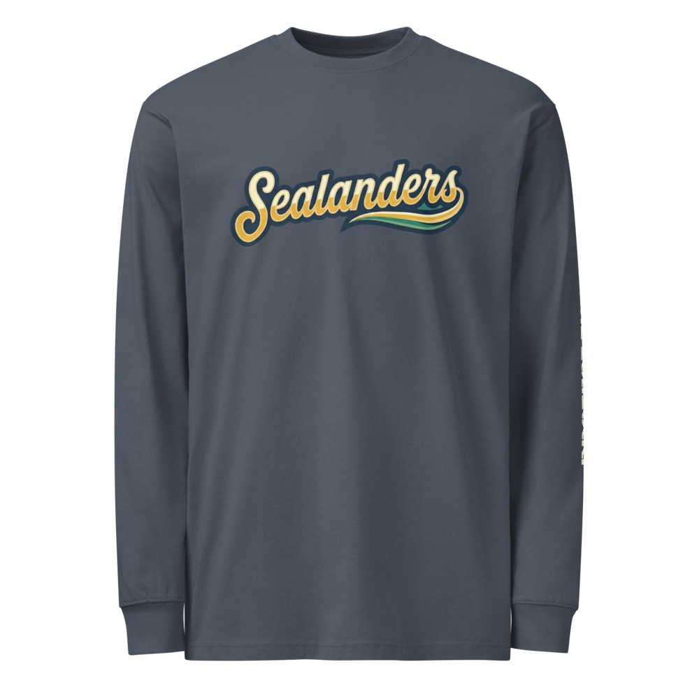 Men's Heavyweight Long Sleeve T-Shirt - Protect The Swamp Sleeves — Harbor Blue